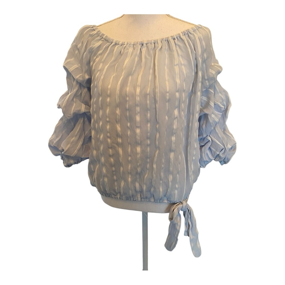 Vince Camuto striped blouse with puff sleeves